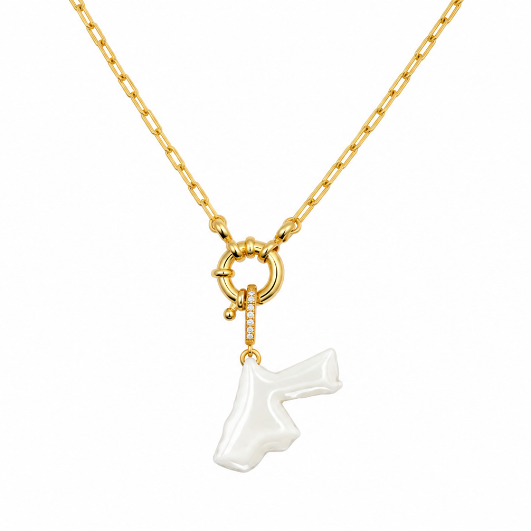 Map Necklace on Paperclip Chain